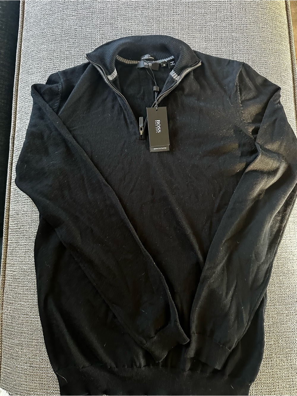 BOSS Men's Black Half-Zip Sweater